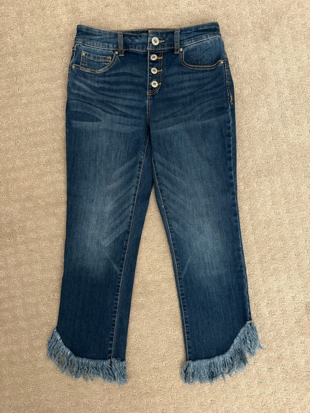 Frayed Hem Dark Blue Women’s Jeans
